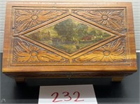 Vintage hand carved cedar box