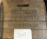 Vintage wooden Robinson cold storage crate lid
