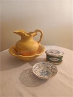 McCoy Pottery Small Wash Pitcher & Basin, Melodies