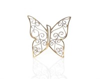 9ct two colour gold fret work butterfly pendant