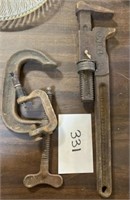Vintage c clamp & plumbing wrench