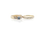 Two gemstone & 9ct yellow gold rings