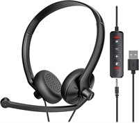 USB Headset with Microphone for PC Laptop - Wired