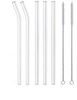 Reusable Glass Straws, 8.4" x 8 mm Clear Drinking