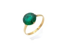 Green paste & 18ct yellow gold ring C.1960s