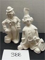 (2) ceramic clowns - paintable
