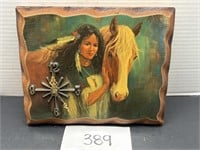 Native American with horse wall clock