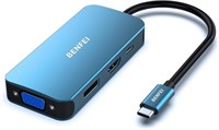 Benfei USB Type-C to HDMI+DisplayPort+VGA Adapter,