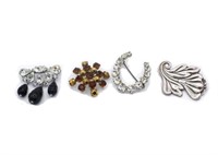 Silver & costume jewellery brooches