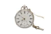 Victorian silver fusee open face fob watch
