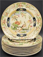 11- Vintage Royal Doulton Dinner Plates w/ Peacock
