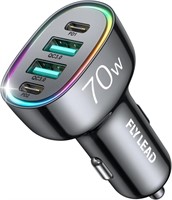 Fast Car Charger FLYLEAD 70W 4 Ports Car Charger A