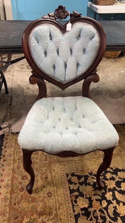 Mahogany Rose Carved Heart Back Side Chair