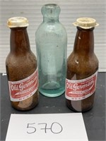 Vintage old German beer bottles & more