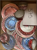 Vintage aluminum / tin tea set cups and saucers