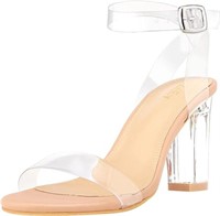 [Size : 8M] ZriEy Clear Block Sandals Chunky Heels
