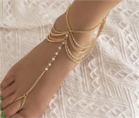 (New) Gold Anklet and Toe Ring Set Layered Anklet