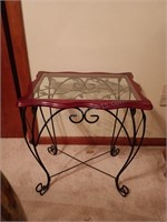 Wrought Iron Glass Top End Table 21x20x15