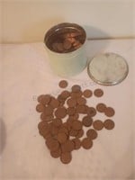 Small Tin of Wheat/Assorted Pennies