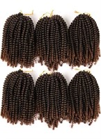 5pcs Spring Twist Hair Crochet Braids 8" Brown