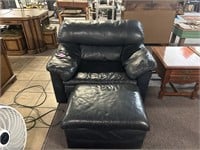 Leather Loveseat + Footrest By American Leather