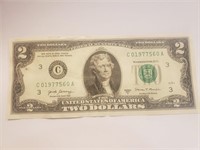 USA $2 Fancy serial number (Birthday) 1977.5.6