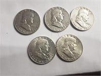 USA Franklin 5 coins Silver $1/2,CB1Q