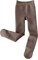 (new)Girls' Opaque Fleece-Lined Tights Thermal