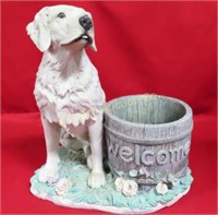 Dog Welcome Flower Pot Resin Approx 14"X12"X16"