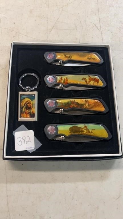 Four Indian Knives and Keychain