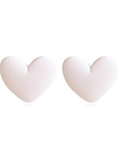 (New) Heart Statement Earrings for Women, white &