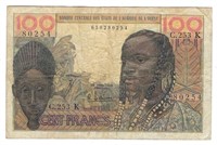 WEST AFRICAN STATES SENEGAL 100 FRANCS 1965. W1A