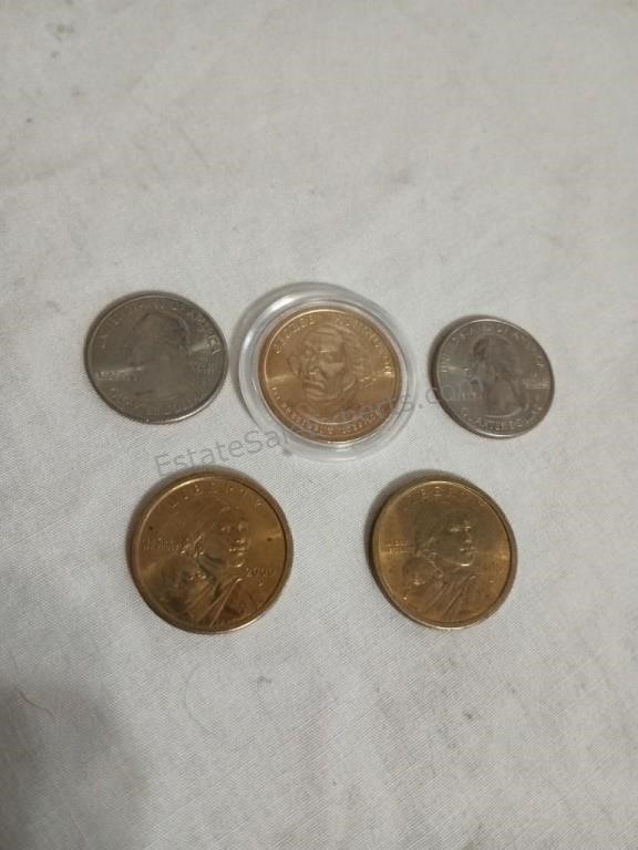 One Dollar Coins and Quarters