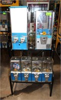 6-Way Gumball & Capsule Vending Machine w/Rack