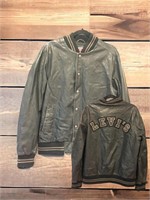 mens lg/ levi leather and jean jacket
