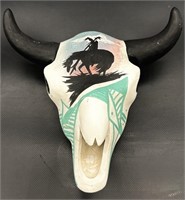 Ceramic Steer Skull w/ End of the Trail Image