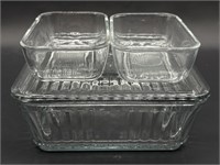 (3) Vintage Clear Glass Refrigerator Boxes