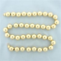 Italian 19 Inch Ball Bead Necklace in 14k Yellow G