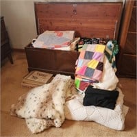 Cedar Chest, Handstitched Quilts, Blankets, Linens