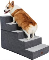 Pettycare Dog Stairs - 5-Step  Foam  Grey Fleece