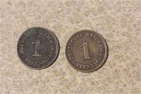 1905-A and 1888-A 1 Pfennig