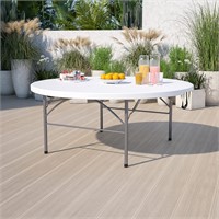 5.89-Ft Round Bi-Fold Granite White Folding Table