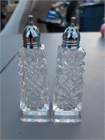 Vintage Cut Crystal Glass Salt And Pepper Shakers