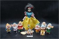 Piroette Snow White Doll, 7 Dwarf Rubber Figure