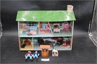 Doll House With Assorted Furniture & Figures