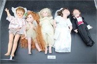(5) Assorted Dolls, Bride & Groom, Heritage Dolls