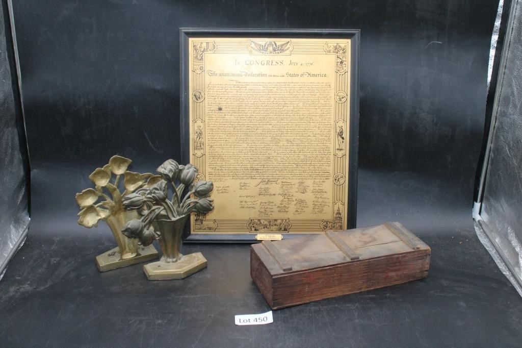 Framed Stamped Tin Declaration Of Independence