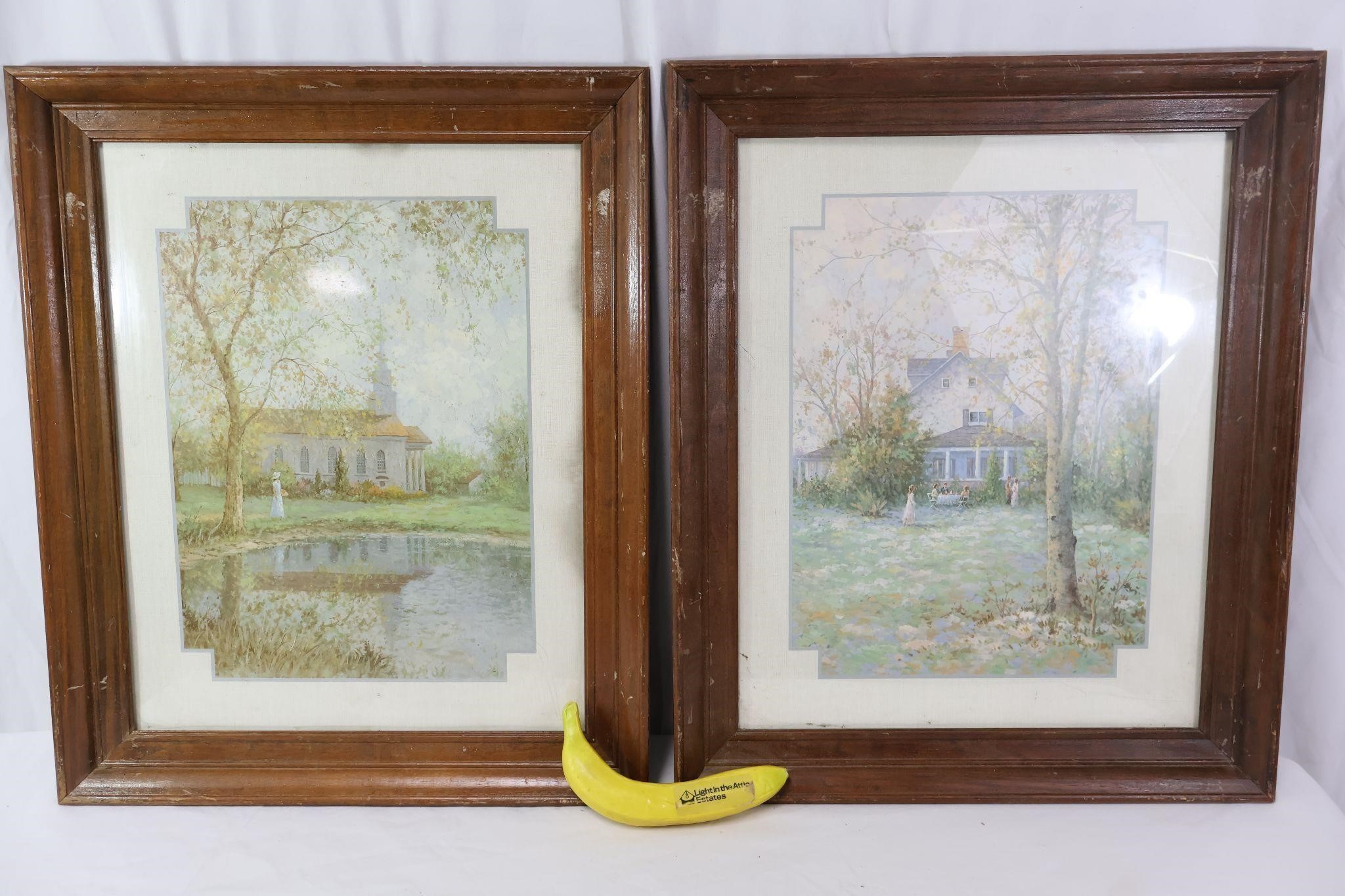 Pair of Country Scenes Wall Art