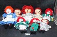 (8) Assorted In Size Raggedy Ann & Andy Dolls