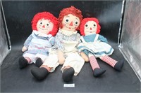 (3) Large Raggedy Ann Dolls